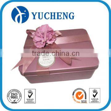 wholesale wedding metal gift packaging tin can withe ribbon