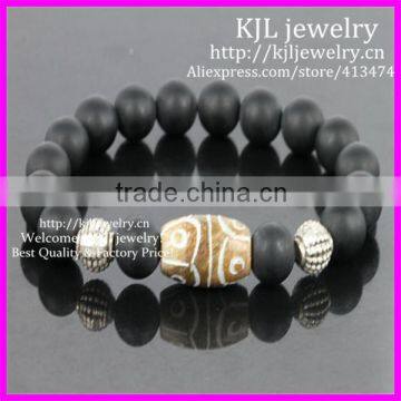 KJL-BD5220 Hot Selling Matte Onyx Agate round beads Bracelet White Jade beads Stretch bracelet