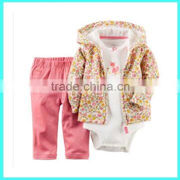 OEM baby girls top & pants set baby outfits baby hoodies set 3pcs