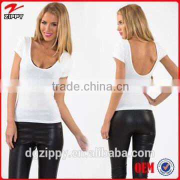 Hot selling casual beauty blouse open back fashion blouses 2015