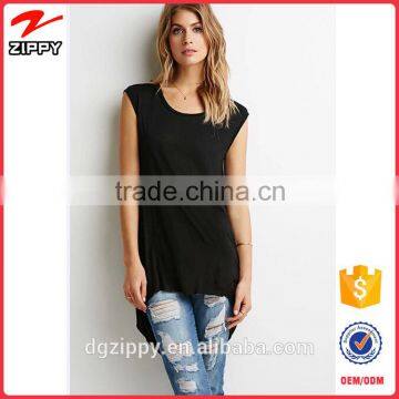 2016 China cheap t-shirt wholesale fashion high-low longline t-shirts for women