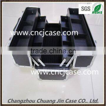 Black Useful Carrying Locking Aluminum Cosmetic Case With Trays photo-3