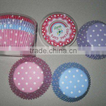 Polka Dot cupcake cups with PVC box packing for Supermarket(75pcs)