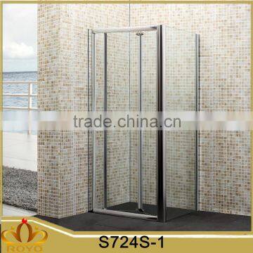 satin aluminium alloy profile bathroom bifold shower door with side panel