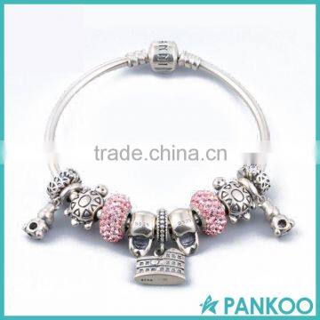 Sterling silver 925 bracelet jewelry wholesale chain pure silver custom charm bracelet,Fashion European 925 silver bead bracelet