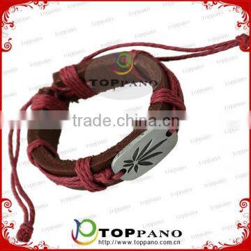 Fashion design brown leather braided handmade leather bracelet wholesale