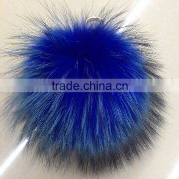 2016/2017 Fluffy 13cm Colorful Raccoon Fur Pom Poms for Beanie Hats/with Keychain