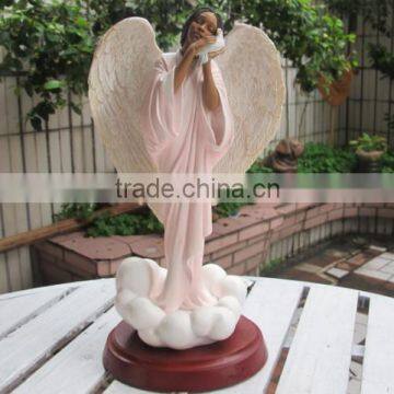 resin famous angel with pigeon statue for home decor