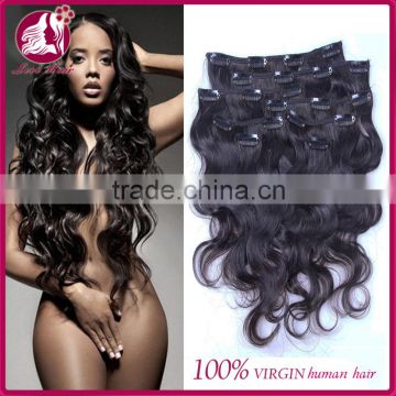 Clip in Human Hair Extensions Wavy Malaysian Virgin Human Hair Clip Ins Body Wave Natural Black for Black Women Free Shipping