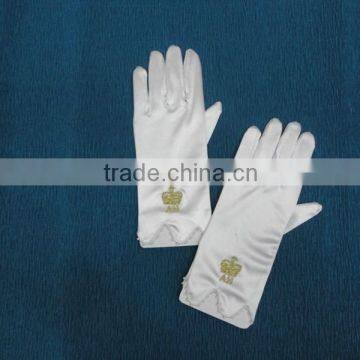 Wrist Length Short Ivory Stretch Satin Gloves