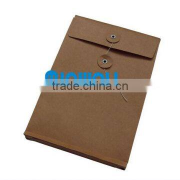 Custom design cheap brown kraft paper document bag/eyelet document paper bag with elastic closure