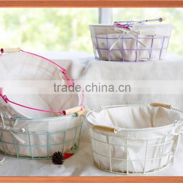 fruit color wire storage basket set with cotton liner