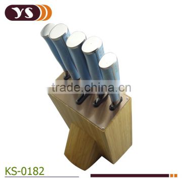 bamboo knife block and 5 pcs knife set