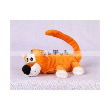 Rolling & laughing mini tiger, light control animated stuffed animal plush toy