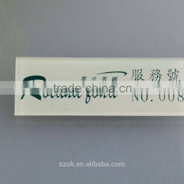 Popular acrylic custom name plate holder with a pin low price