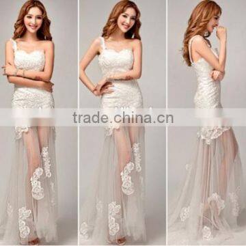 New Fashion Women's Sexy One-shoulder Cheap Price Evening Dress Mermaid Transparent Cheap Price Evening Dress photo-6