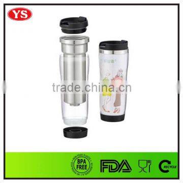 400ml PS plastic and stainless steel color changing travel mug with picture insert