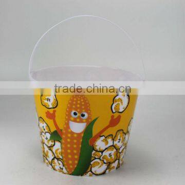 round plastic popcorn bucket with handle and cover