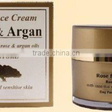 Day Face Cream Restore with Essential Rose and Argan Oils - 50ml. Paraben Free. Made in EU. Private Label Available.