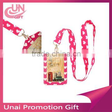 NEW Style Printing ID Window Leather Card Holder Card Case Badge With Printing Lanyard Korea