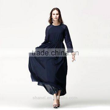 New Muslim Dress Fashion Jacquard Sleeve Chiffon Dubai Abaya Islamic Clothing photo-3