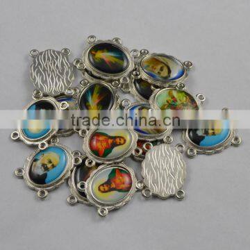 Fashion 4 holes religious alloy connector with catholic figure selectable