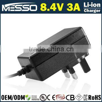 8.4V Lithium Battery Charger 100-240V Wall-mounted Charger 8.4V 3A Li-ion Battery Charger