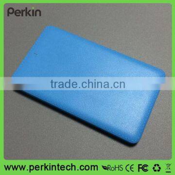 PP502 Alibaba hot ultra slim Card Leather 5000mAh Power Bank with built-in cable for Digital Camera