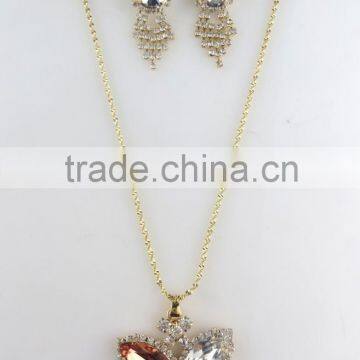 Newest style diamond butterfly pendant necklace set