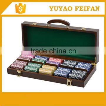 custom professional 500pcs poker chip with wooden case gaming chip set