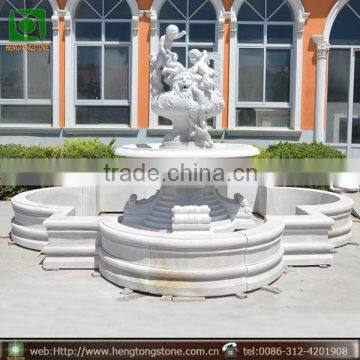 Outdoor Decorative White Marble Boys Water Fountain