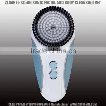 Sonic facial and body cleansing set, cleansing brush, facial brush