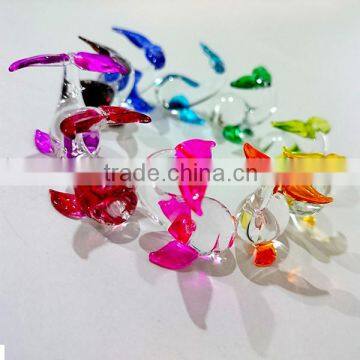 Tiny Whale Hand Painting Rainbow Multicolor Blown Glass Art Figurines Home Decor / Sea Beach Collection