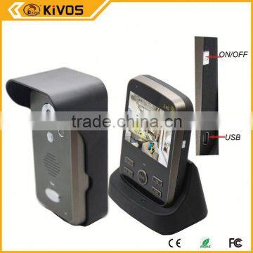 2.4Ghz 300meter kivos kdb300 video door phone wireless With Pir Auto-detection Recording
