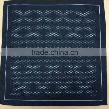 men's 100% polyester black print pocket square