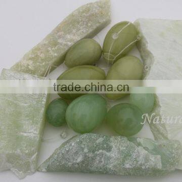 3/set natural green Serpentine jade stone eggs adult sex toys jade eggs with drilled hole