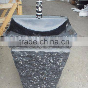Nero Marquina Marble Pedestal Sink Free Standing Sink photo-3