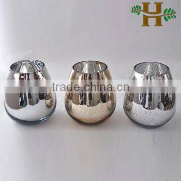 round ball shape glass vase,metal candle holder parts