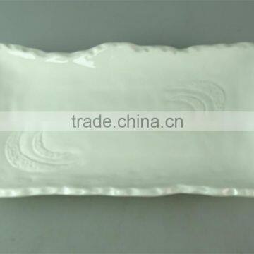 China High Quality White Ceamic Dinner Piale With Wavy Frame For Wholesale photo-2
