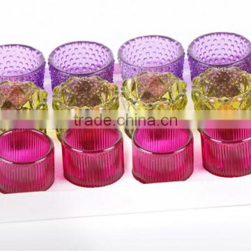 colorful glass candlestick holder with display box