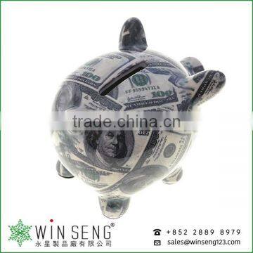 Lovely Design Money Patterns Pig Shaped Ceramic Animal Piggy Bank photo-3