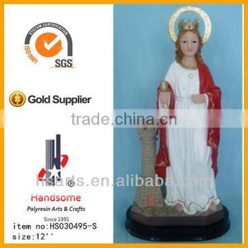 12"Resin Saint Barbara Religious Statue With Resin Base photo-5