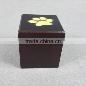 Mini Size Pine Wood Cremation Wood Pet Urn With Paw Print photo-2