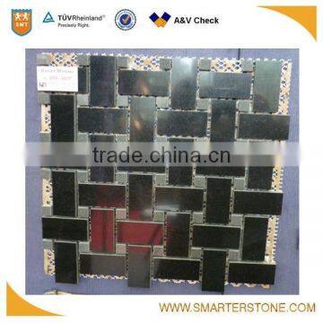 Basalt grey basket weave xiamen mosaic for house decoration