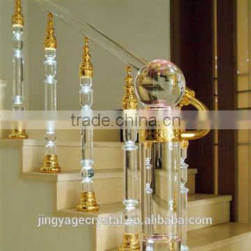 Jingyage custom modern new designs crystal stair balusters home stair decoration railing crystal balustrade modern spiral stair