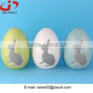 New Design Easter Decoratiosn With Rabbit Ceramic Egg photo-4