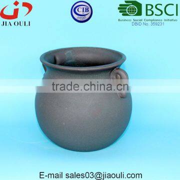 BSCI Audited Factory Grey Sand Surface Antique Ceramic Flower Pots photo-3