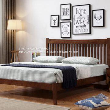 Quality Home Interior Bedroom Furniture Rubber Wood King/Doube Bed With Slat Panel in Cheap Price and Walnut Painting photo-2