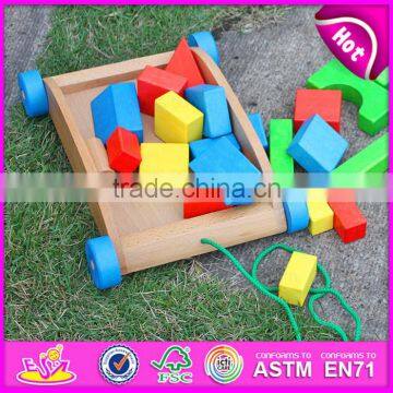 2015 Educational Wooden Trolly Toy,Children Blocks Drag Car Handmade Wooden Trolly Toy,Block Trolly Wooden Block Car Toy W13C019 photo-4