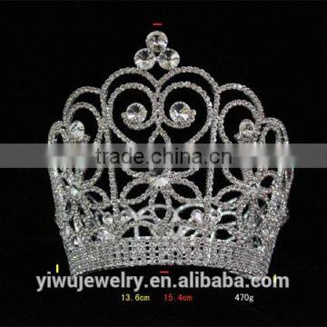 Fashion Crystal Silver Plated Full Round Princess Crown for Girls photo-3
